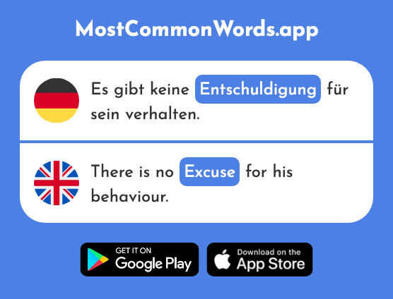 Entschuldigung - Apology, excuse (Das 2327 Häufigste Wort In English)