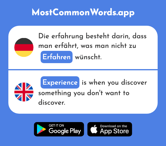 Erfahren - Experience, find out (Das 690 Häufigste Wort In English)