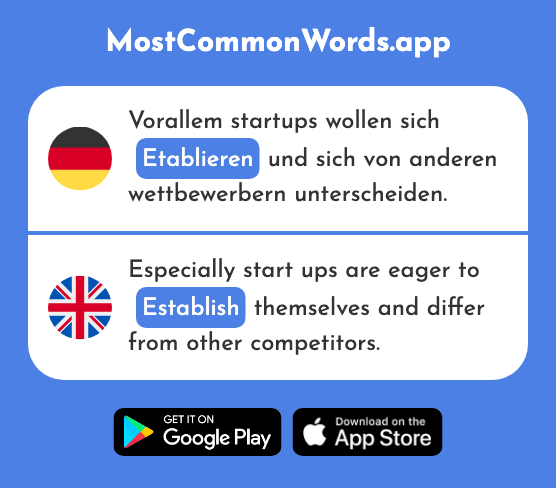 Etablieren - Establish (Das 2691 Häufigste Wort In English)