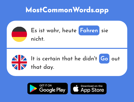 Fahren - Drive, ride, go (Das 215 Häufigste Wort In English)