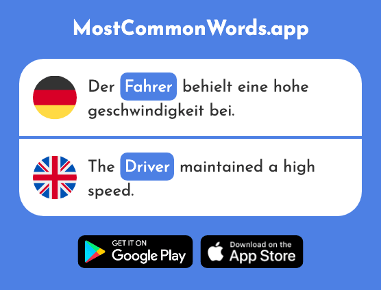 Fahrer - Driver (Das 1554 Häufigste Wort In English)