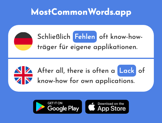 Fehlen - Lack, be missing, be absent (Das 420 Häufigste Wort In English)