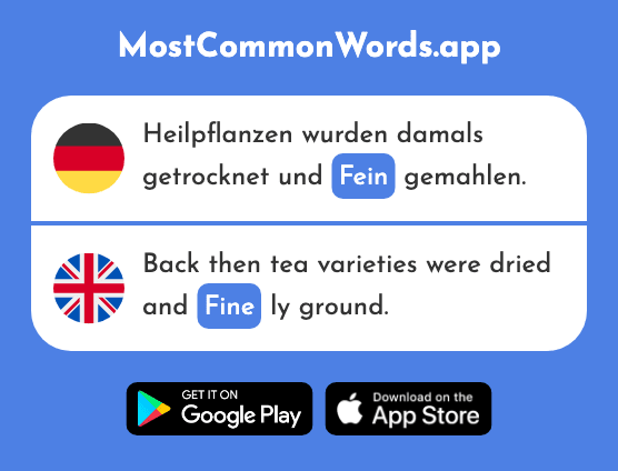 Fein - Fine (Das 1676 Häufigste Wort In English)