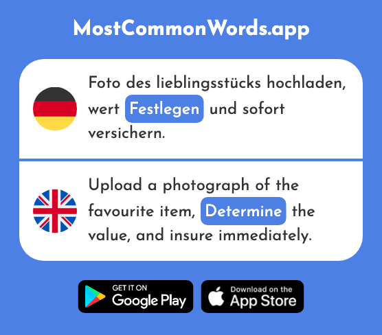 Festlegen - Determine, fix, lay down (Das 1510 Häufigste Wort In English)