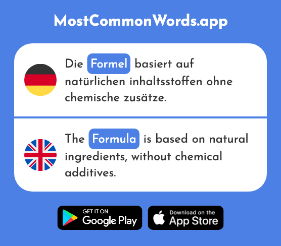 Formel - Formula (Das 1445 Häufigste Wort In English)