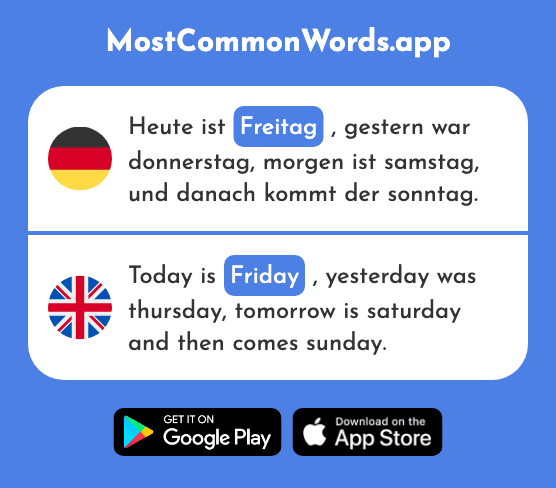 Freitag - Friday (Das 981 Häufigste Wort In English)