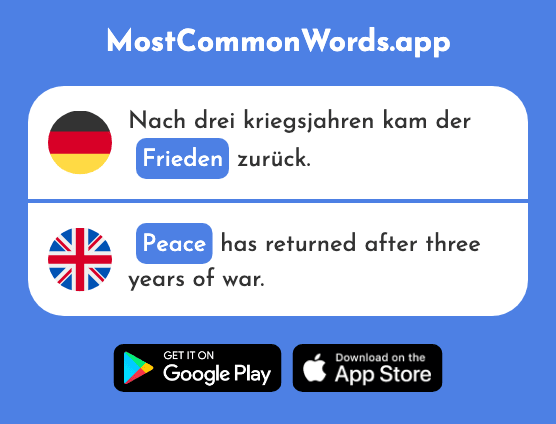 Frieden - Peace (Das 1696 Häufigste Wort In English)