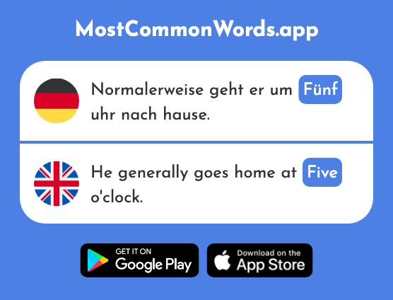 Fünf - Five (Das 274 Häufigste Wort In English)