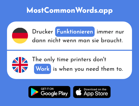 Funktionieren - Function, work (Das 677 Häufigste Wort In English)