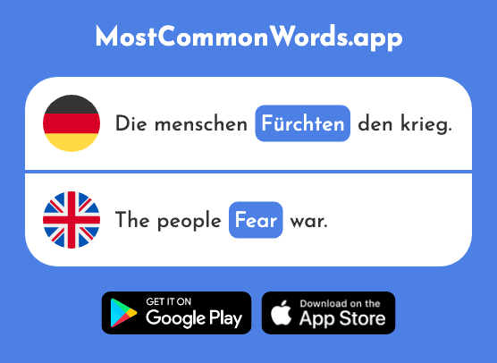 Fürchten - Fear (Das 1420 Häufigste Wort In English)