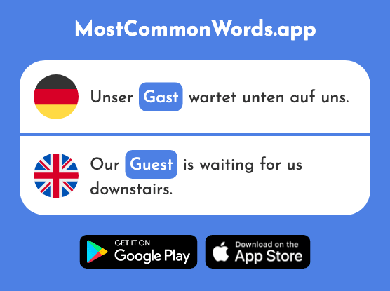 Gast - Guest (Das 576 Häufigste Wort In English)