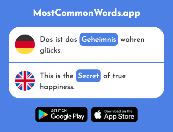 Geheimnis - Secret (Das 2451 Häufigste Wort In English)