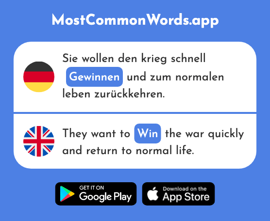 Gewinnen - Win, gain (Das 372 Häufigste Wort In English)