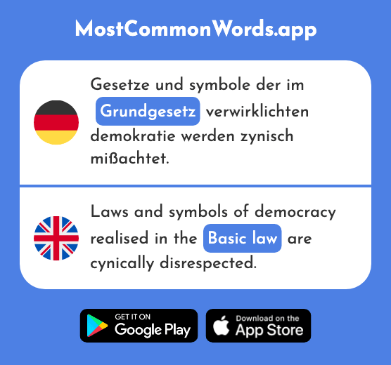 Grundgesetz - Basic law (Das 2696 Häufigste Wort In English)
