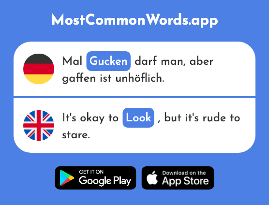 Gucken, kucken - Look (Das 1362 Häufigste Wort In English)
