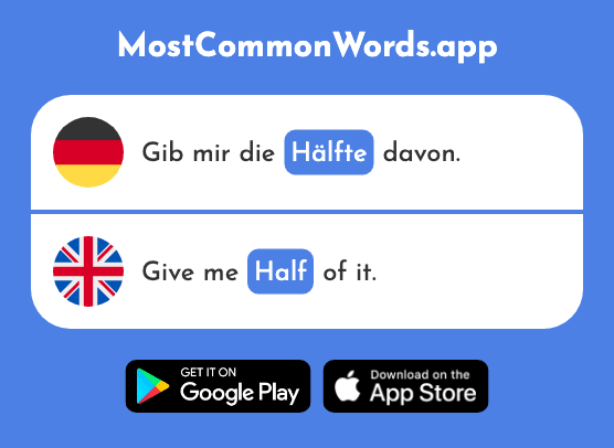Hälfte - Half (Das 929 Häufigste Wort In English)