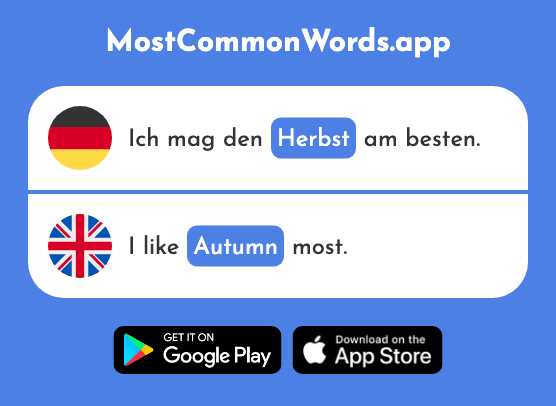 Herbst - Autumn (Das 1596 Häufigste Wort In English)