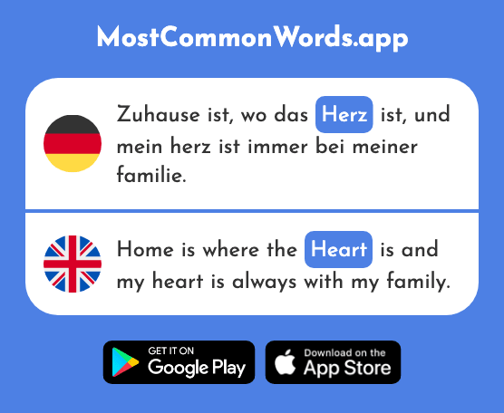 Herz - Heart (Das 532 Häufigste Wort In English)