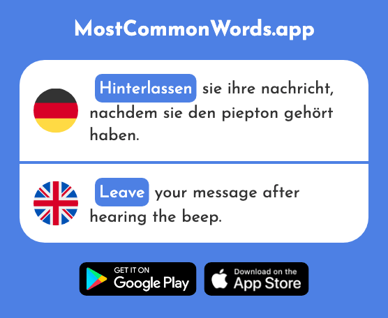 Hinterlassen - Leave (Das 2291 Häufigste Wort In English)