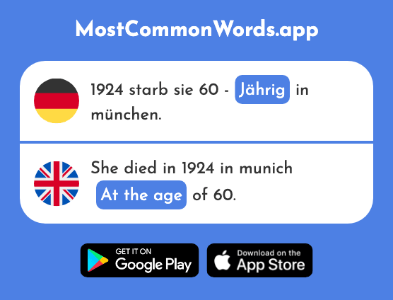 Jährig - Years old, at the age (Das 1839 Häufigste Wort In English)