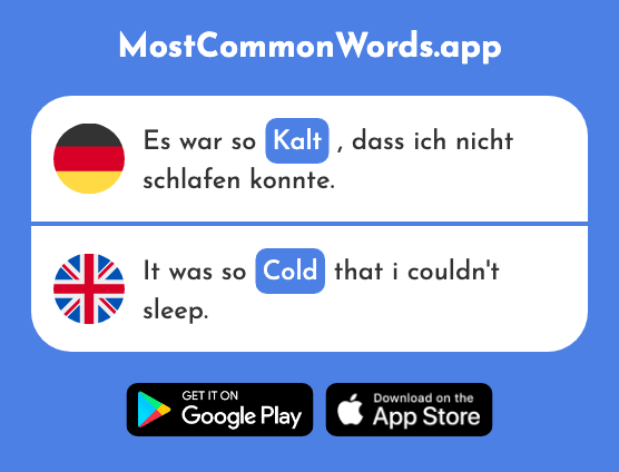 Kalt - Cold (Das 887 Häufigste Wort In English)
