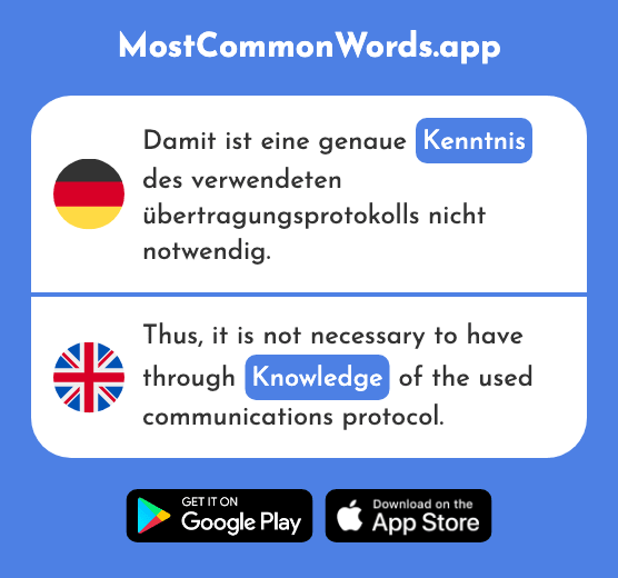 Kenntnis - Knowledge (Das 1536 Häufigste Wort In English)