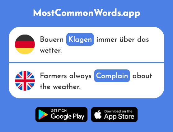 Klagen - Complain (Das 2787 Häufigste Wort In English)