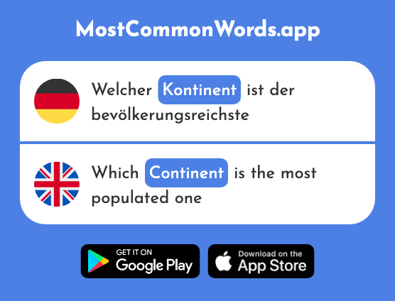 Kontinent - Continent (Das 2721 Häufigste Wort In English)