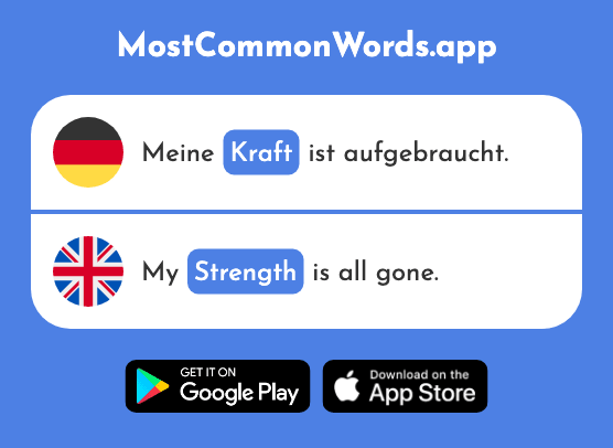 Kraft - Strength, power (Das 458 Häufigste Wort In English)