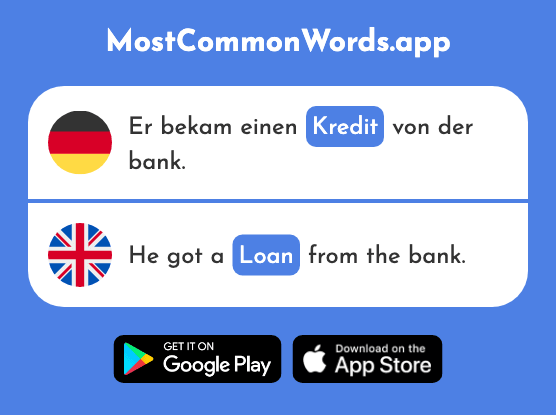 Kredit - Loan, credit (Das 2554 Häufigste Wort In English)