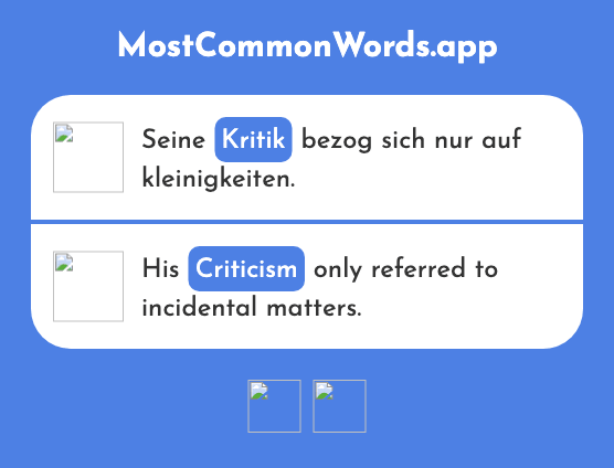 Kritik - Criticism, review (Das 1001 Häufigste Wort In English)