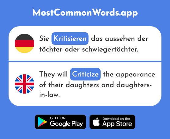 Kritisieren - Criticize (Das 1394 Häufigste Wort In English)