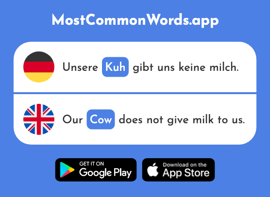 Kuh - Cow (Das 2935 Häufigste Wort In English)