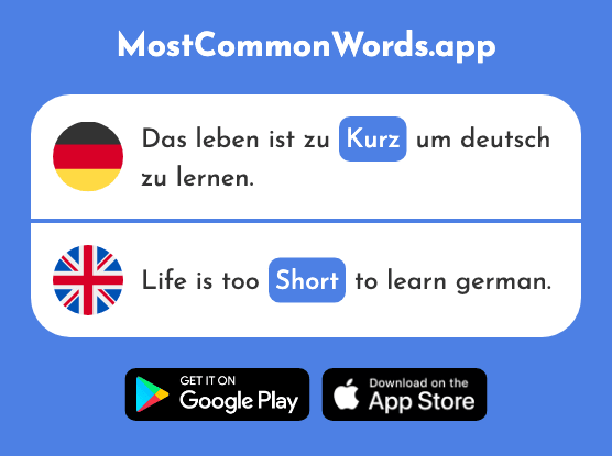 Kurz - Short (Das 176 Häufigste Wort In English)