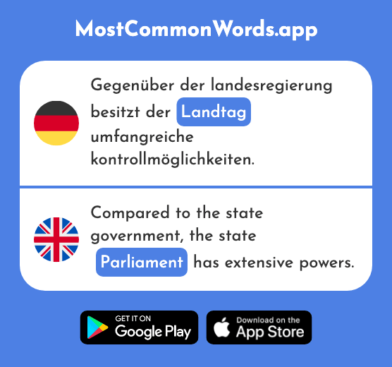 Landtag - Parliament (Das 2130 Häufigste Wort In English)