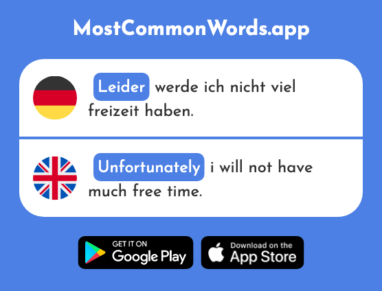 Leider - Unfortunately (Das 643 Häufigste Wort In English)