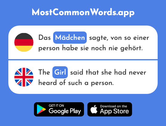 Mädchen - Girl (Das 602 Häufigste Wort In English)