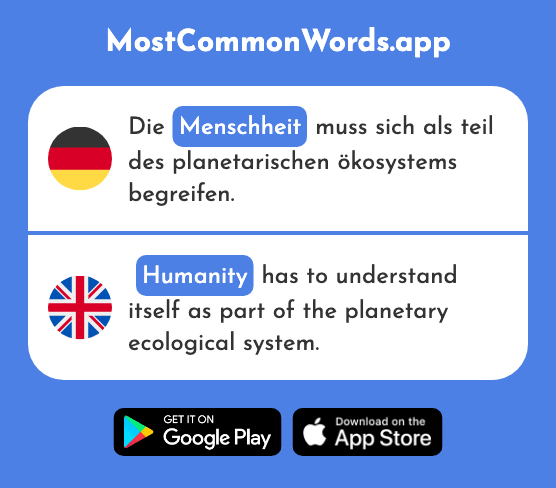 Menschheit - Humanity (Das 2951 Häufigste Wort In English)