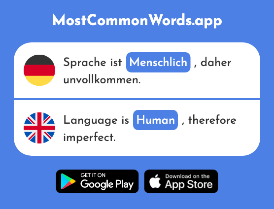 Menschlich - Human (Das 811 Häufigste Wort In English)