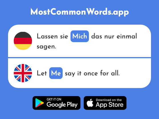 Mich - Me (Das 65 Häufigste Wort In English)