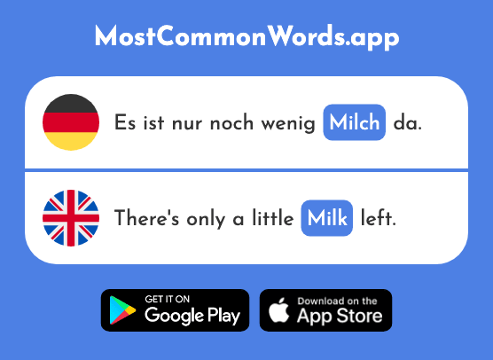 Milch - Milk (Das 2276 Häufigste Wort In English)