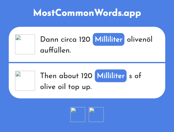 Milliliter, ml - Milliliter (Das 1306 Häufigste Wort In English)