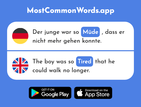 Müde - Tired (Das 2000 Häufigste Wort In English)
