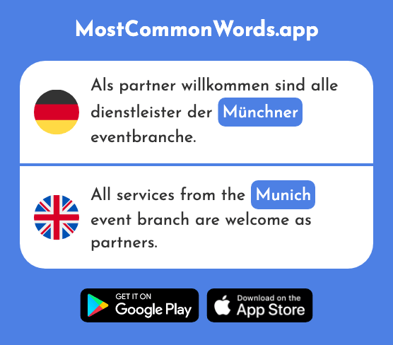 Münchner - Munich (Das 2576 Häufigste Wort In English)