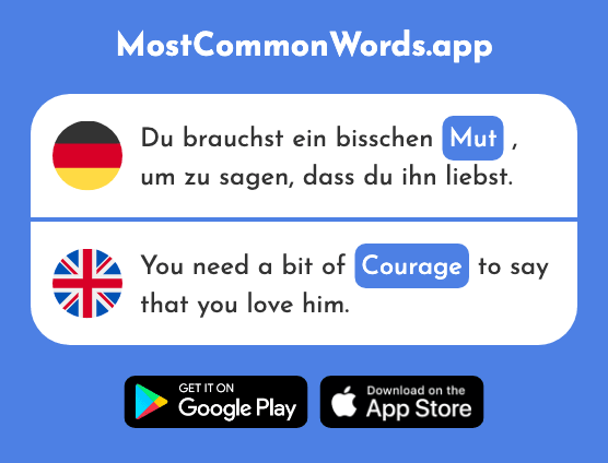 Mut - Courage (Das 2180 Häufigste Wort In English)