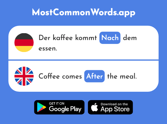 Nach - After, toward (Das 34 Häufigste Wort In English)