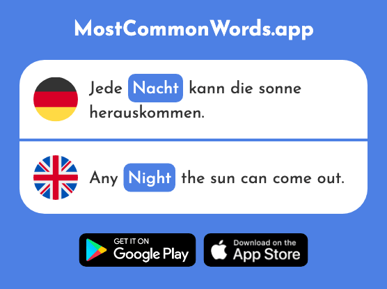 Nacht - Night, at night, nights (Das 325 Häufigste Wort In English)