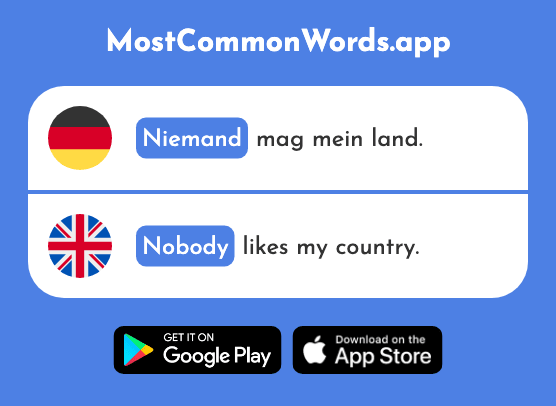 Niemand - No one, nobody (Das 362 Häufigste Wort In English)
