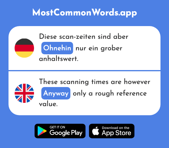 Ohnehin - Anyway (Das 1438 Häufigste Wort In English)