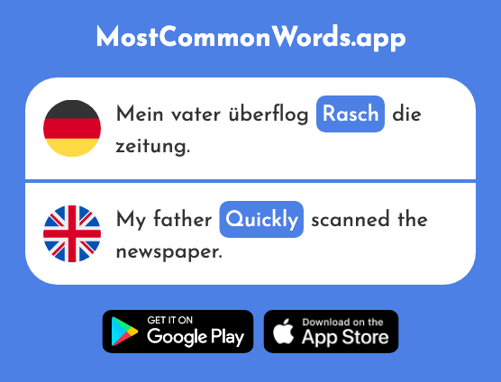Rasch - Quick, quickly (Das 1349 Häufigste Wort In English)